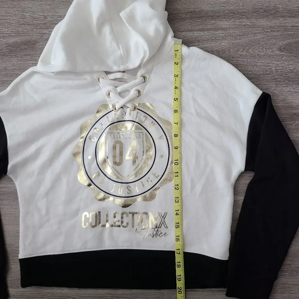 Justice crisscross neck color block hoodie Size 12